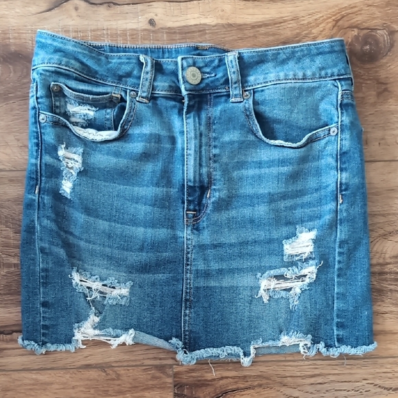 American Eagle Outfitters Dresses & Skirts - American Eagle Outfitters Blue Distressed Denim Mini Skirt